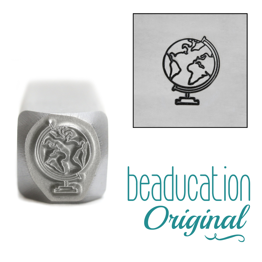 Metal Stamping Tools Globe Metal Design Stamp, 9.5mm - Beaducation Original